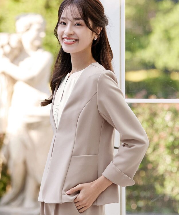 Tiaclasse L 【ストレッチジョーゼット】フレアジャケット グレージュ