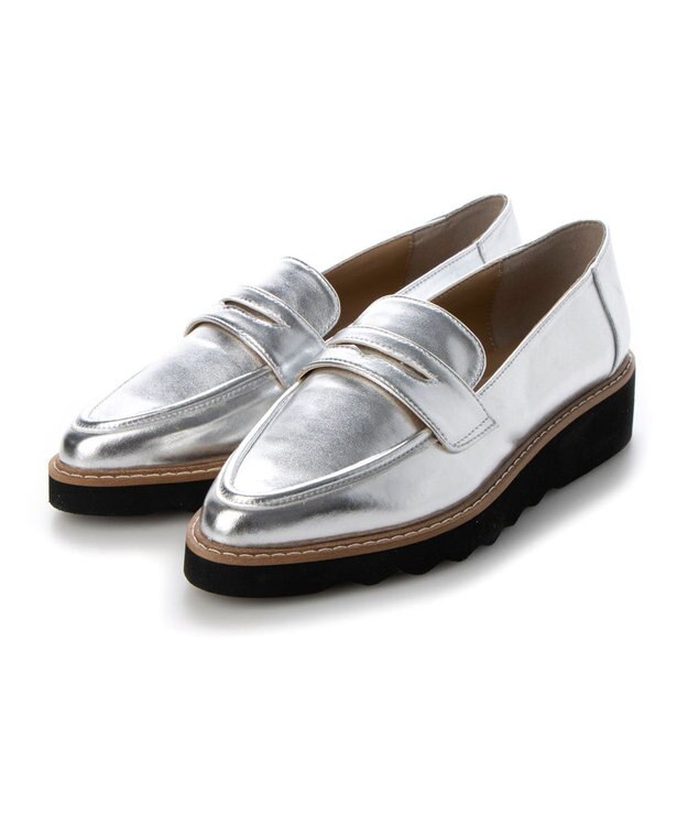 MODE ET JACOMO <carino>【レイン】ポインテッドコインローファー シルバー