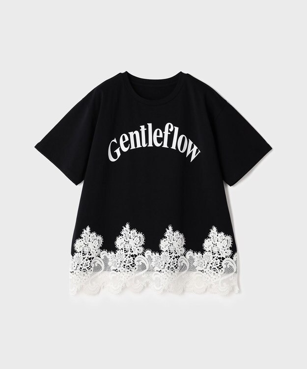GRACE CONTINENTAL レースヘムロゴTシャツ ブラック