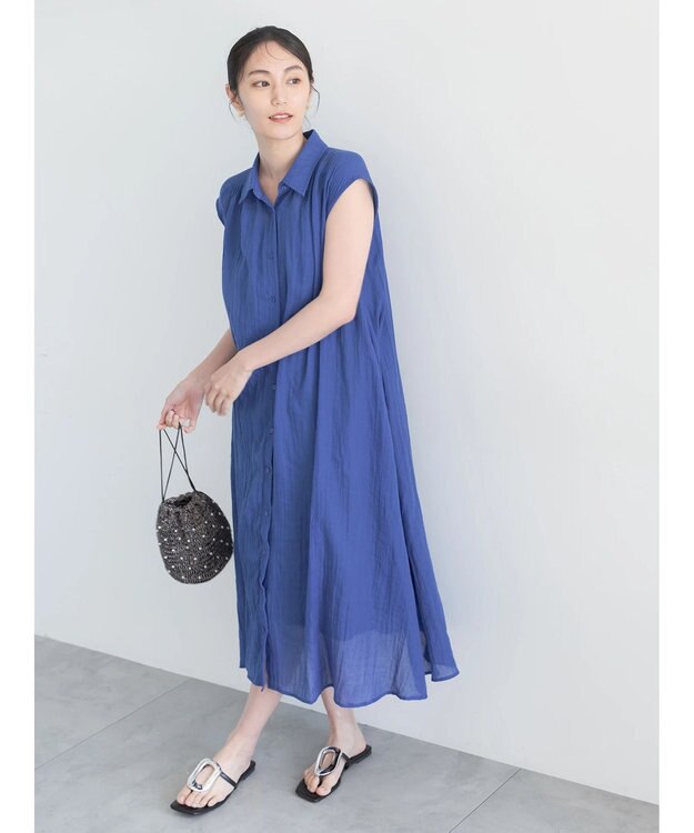 Te chichi シャンブレーボイルテントマキシワンピース ブルー