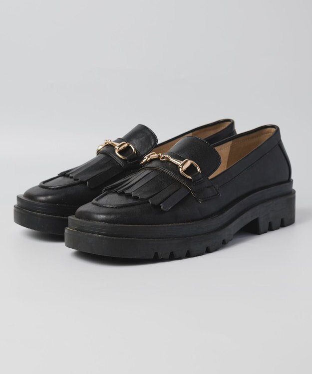 BONTRE 【PRECIEUX JOUET/プレシュウジュエ】トラックソールキルトビットローファー ブラック