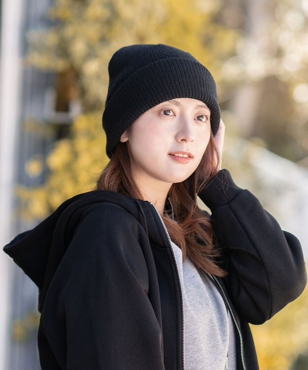 MOONBAT 【洗える】伸縮性に優れたストレスフリー ニット帽 ゆったり ブラック