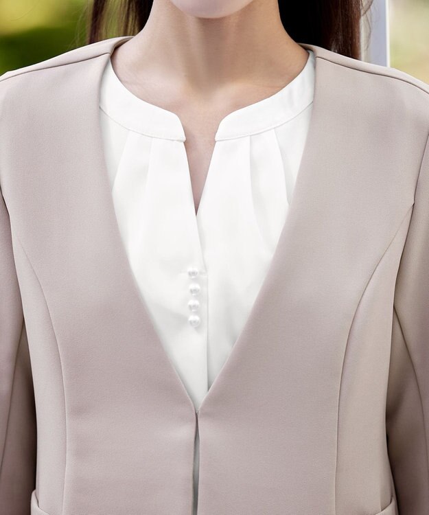 Tiaclasse L 【ストレッチジョーゼット】フレアジャケット グレージュ