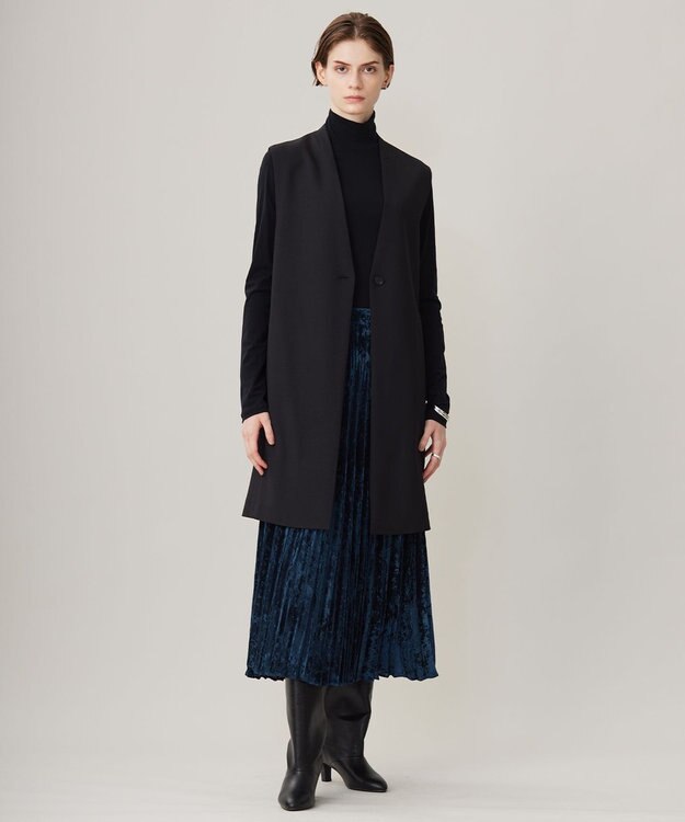 ICB 【洗える】 パウダリーチュール ハイネックトップス ブラック系