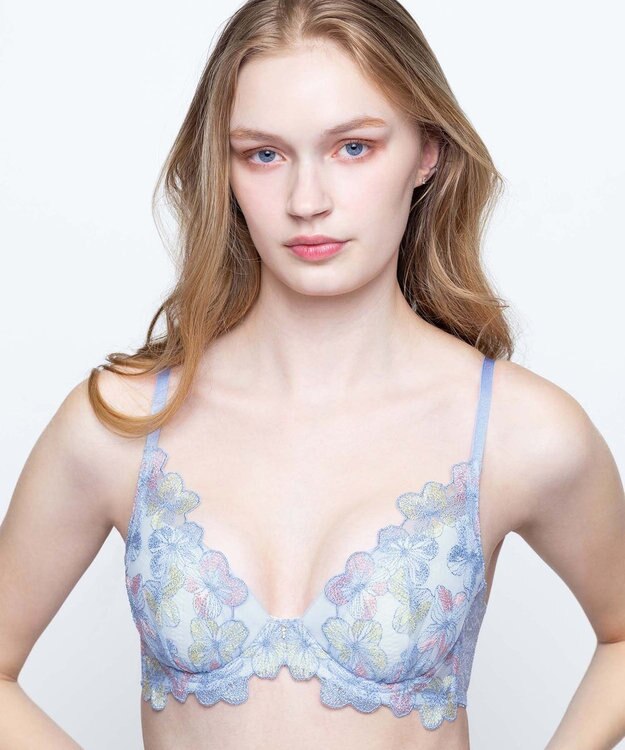 AMPHI ブラジャー ふっくらまる胸キープ 脇高設計 脇・背中スッキリ【Hold Day Bra】 BYJ311 アンフィ／ワコール ブルー