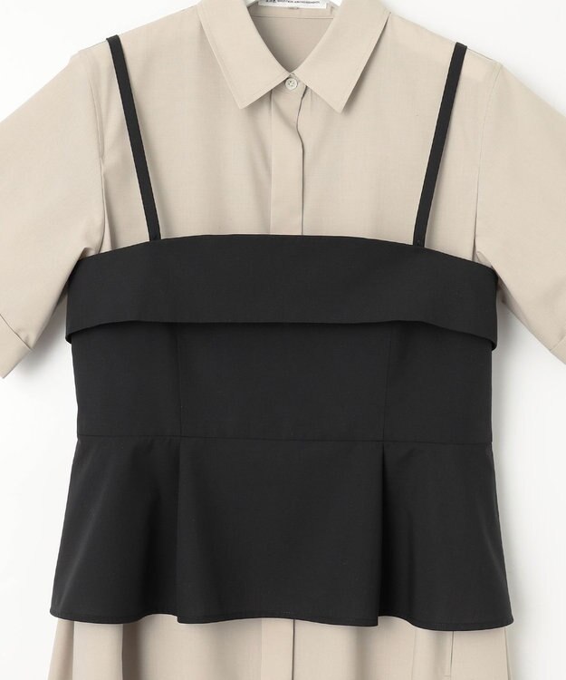 23区 L 【CLASSY.コラボ】ビスチェコンビ シャツワンピース 【WEB限定】ベージュ×ブラック