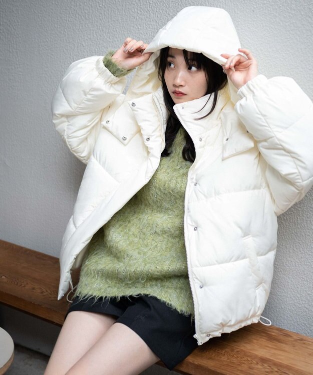 WEGO 【フード取り外し可能】2WAYパテッドジャケット オフホワイト