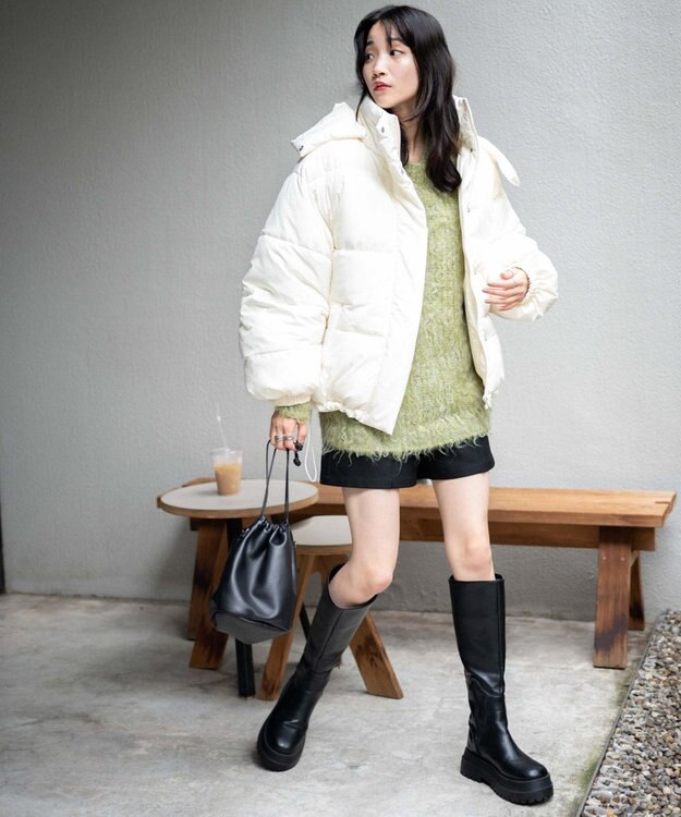 WEGO 【フード取り外し可能】2WAYパテッドジャケット オフホワイト