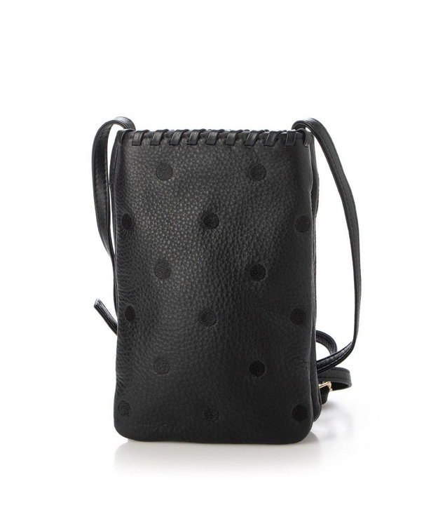 UNBILLION perche 牛革ソフト3層かがりショルダーバッグ ブラックドット