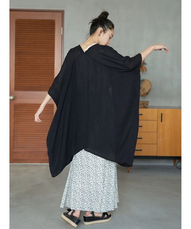 earth music&ecology レーヨンビッグシャツチュニック Black