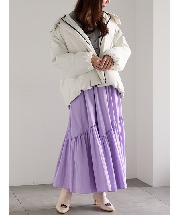 Te chichi マットタフタバイヤスティアードスカート ラベンダー