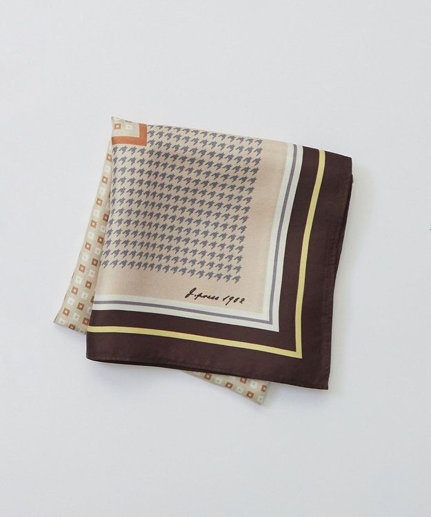 J.PRESS LADIES houndstooth スクエア スカーフ ブラウン系
