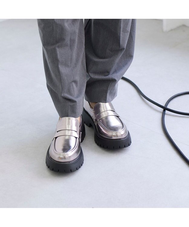 MODE ET JACOMO <noyau>厚底ソールローファー シルバー