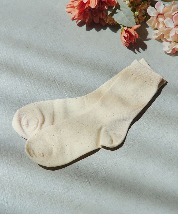 Tiaclasse スパンコールラメソックス アイボリー