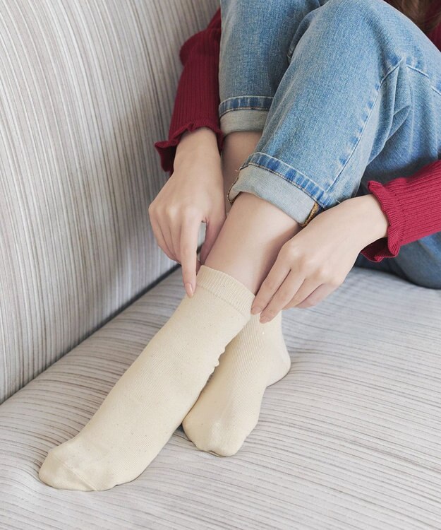 Tiaclasse スパンコールラメソックス アイボリー