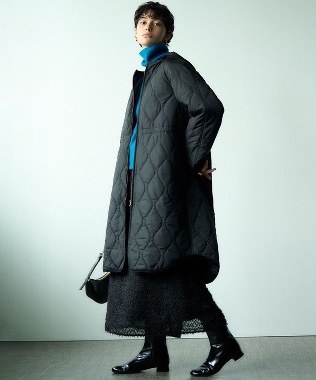 23区 S 【洗える/撥水加工】中綿 ロング パディング アウター ブラック系