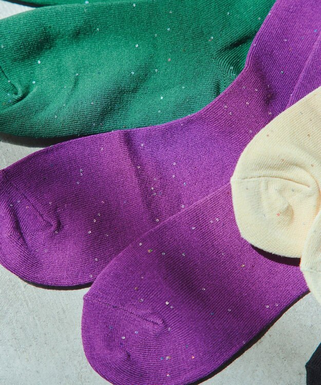 Tiaclasse スパンコールラメソックス アイボリー