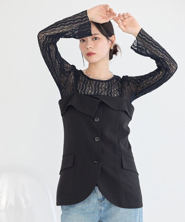 earth music&ecology レースプルオーバー Black