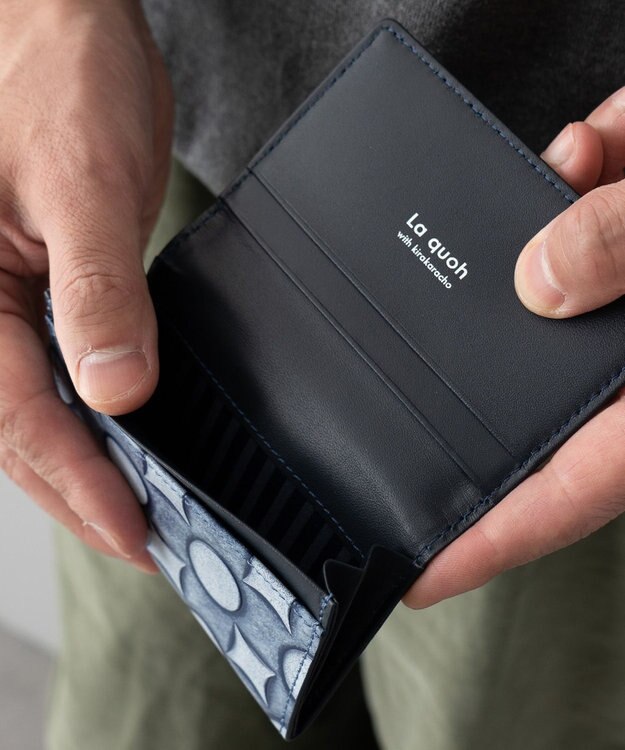 MIYABIYA La quoh with kirakaracho 南蛮七宝アルチザンレザー 名刺入れ 瑠璃紺（ネイビー）