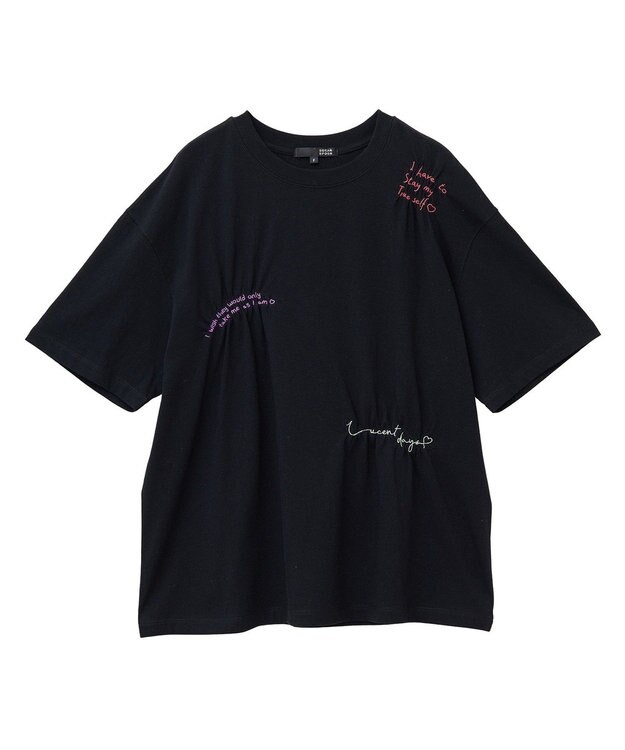 Green Parks ・ＳＵＧＡＲ　ＳＰＯＯＮ　ギャザーロゴ刺繍ＴＥＥ Black