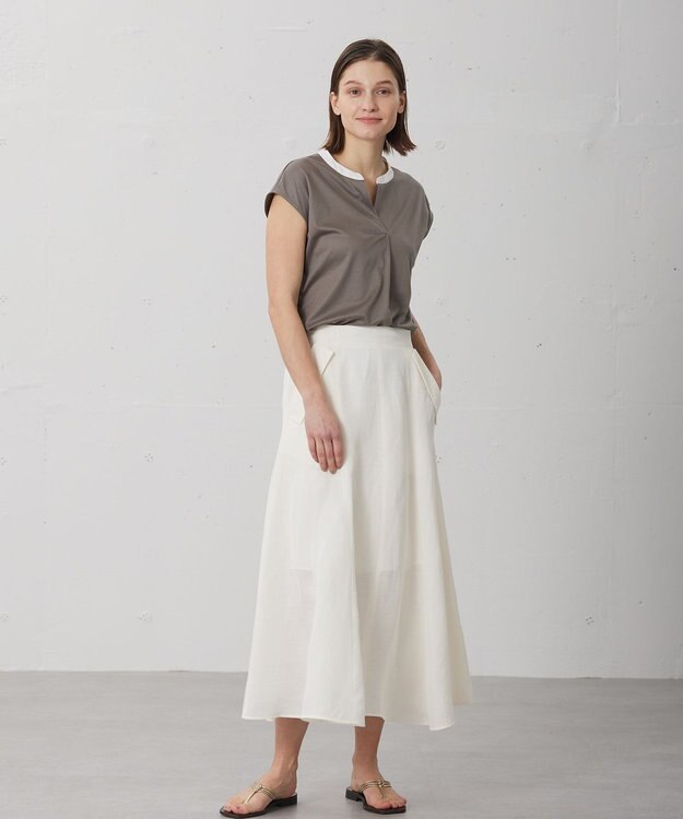 BEIGE， 【WEB限定】AUBIN / バイカラートップス Mocha × White