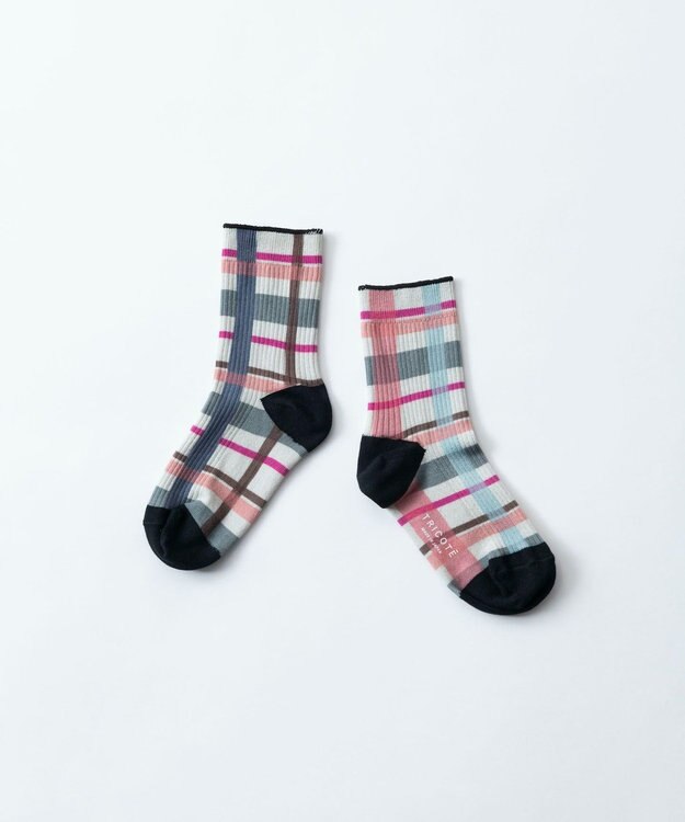 TRICOTE CHECK LINK SOCKS／チェックリンクソックス 82BEIGE