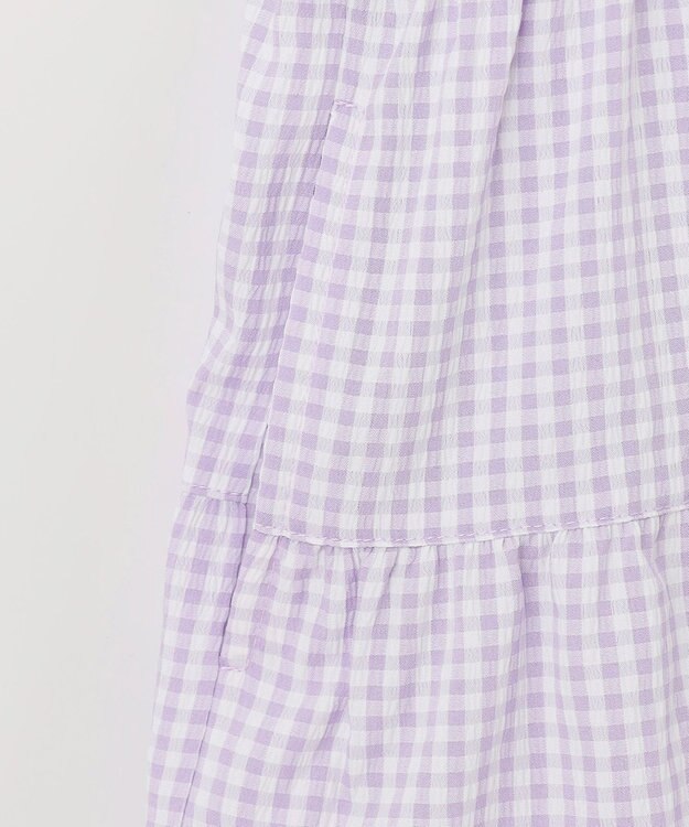 ANY KIDS サッカー ギンガム ワンピース ラべンダー系