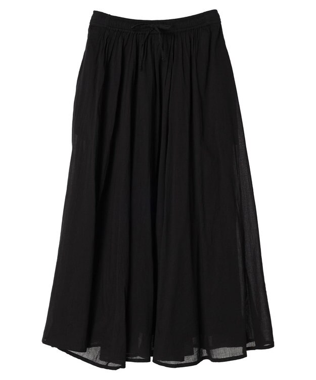 Green Parks インド綿　ふんわりボイルロングスカート Black