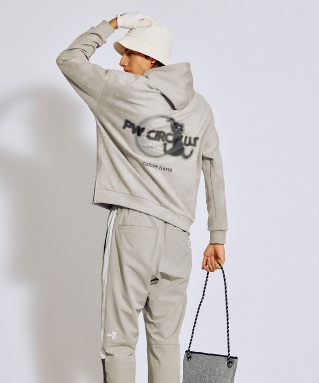 PW CIRCULUS 2025 NEW！【手洗い洗濯可】【MEN】キャットグラフィック スエードライク デタッチャブルフーディ ゴルフ グレー系