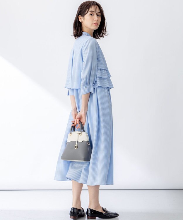 組曲 リヨセルシャーティング ワンピース サックスブルーストライプ系1