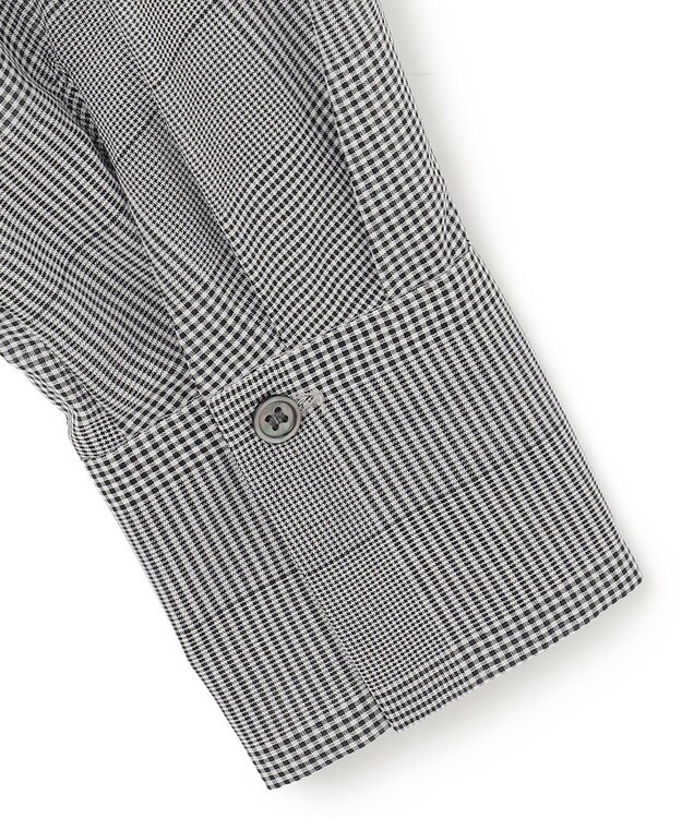 ICB 【洗える】ハイツイストコットンボイル バンドカラーブラウス グレンチェック系