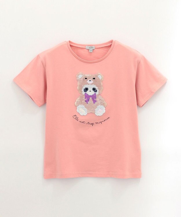 ANY KIDS ミラクルスパンコール 半袖 Tシャツ ピンク×クマ