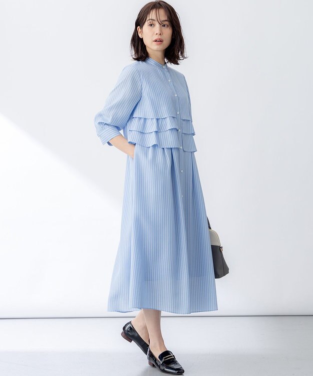 組曲 リヨセルシャーティング ワンピース サックスブルーストライプ系1