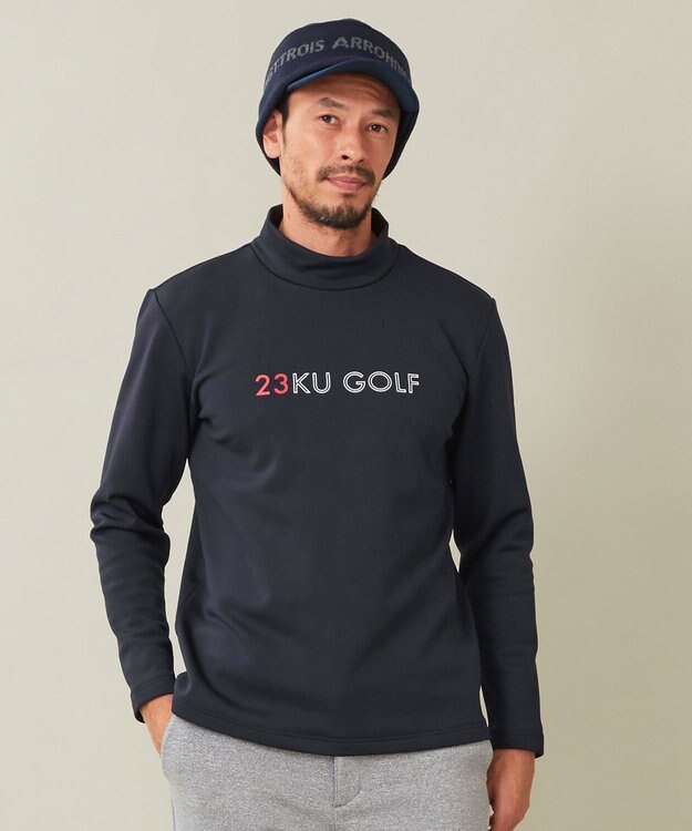 23区GOLF 【MEN】ストレッチ裏フリース モックネック ネイビー系