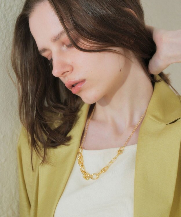 YECCA VECCA デザインチェーンショートネックレス Gold