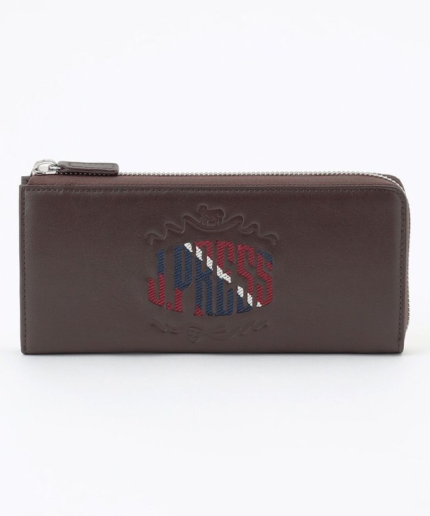 J.PRESS MEN 【MORPHO×J.PRESS】オーセンティックレジメンタル ハニーセル長財布(Ｌ字ラウンドファスナー) ダークブラウン系