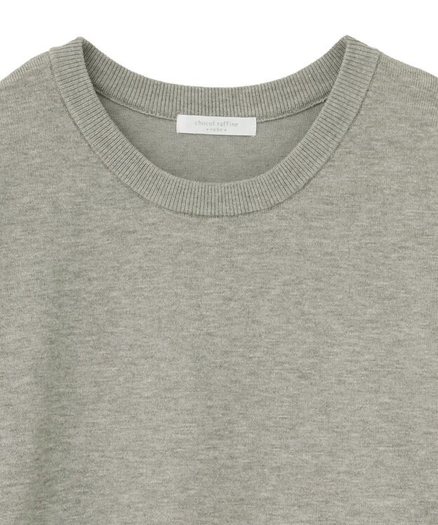 Green Parks もちやわサイドリブニットチュニック Gray Mixture