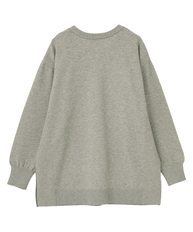 Green Parks もちやわサイドリブニットチュニック Gray Mixture