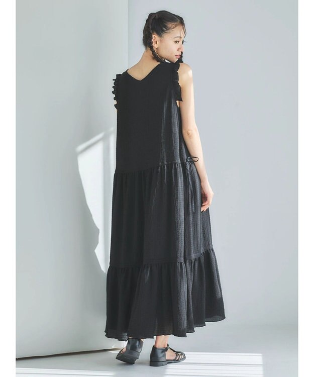 Green Parks ■ＥＳＣＡＲ　ドロストギャザーワンピース Black