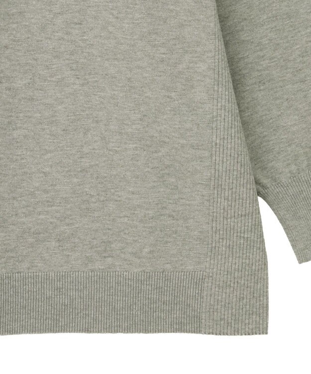 Green Parks もちやわサイドリブニットチュニック Gray Mixture
