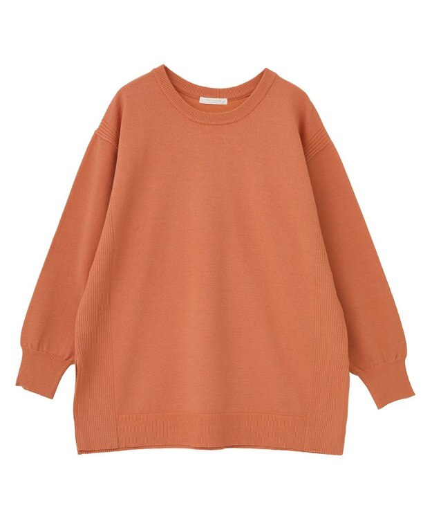 Green Parks もちやわサイドリブニットチュニック Orange