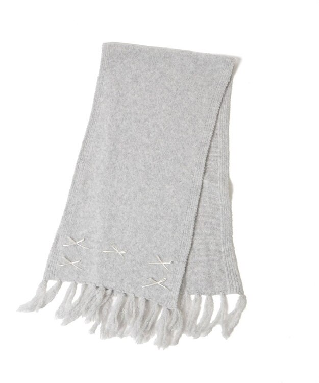 WEGO リボン付きニットストール ライトグレー