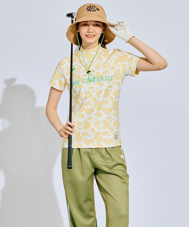 PW CIRCULUS 【永嶋花音プロ着用アイテム】【UV遮蔽率99.5% UVカット / 速乾 / ストレッチ】【WOMEN】アニマルドットモックT ゴルフウェア レディース イエロー系5