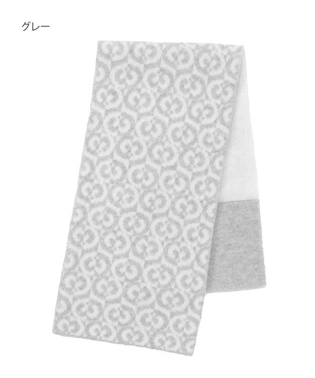 MOONBAT mila schon (ミラ・ショーン) カシミヤ100％ ジャガードプチマフラー リバーシブル グレー