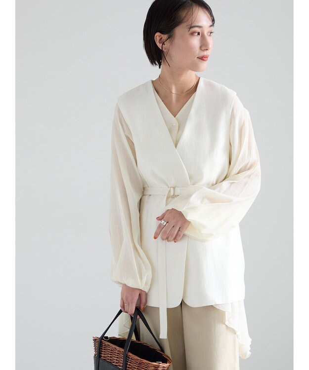 Te chichi シャイニーノーカラージレ(セットアップ可) オフホワイト