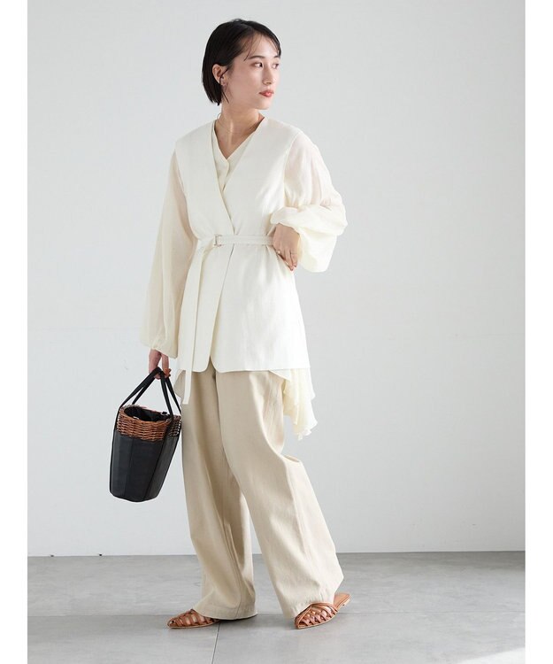 Te chichi シャイニーノーカラージレ(セットアップ可) オフホワイト