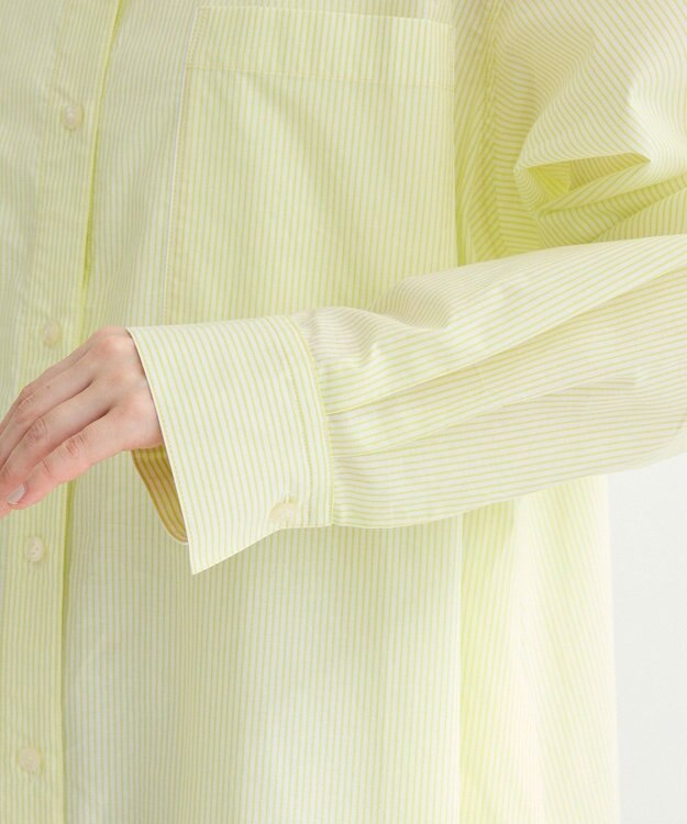 Green Parks ＵＶカットシャツワンピース Stripe Yellow