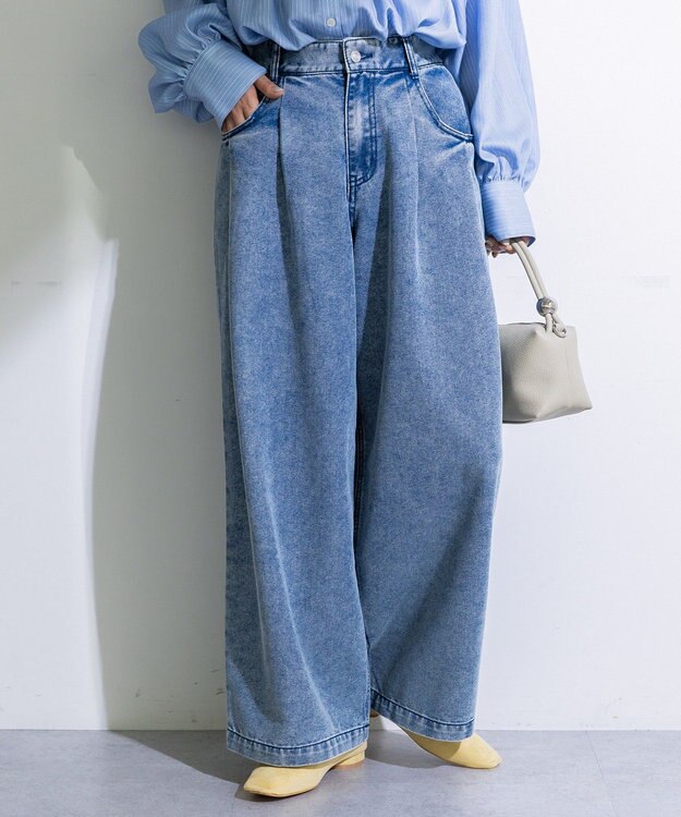 Green Parks デニムタックワイドパンツ