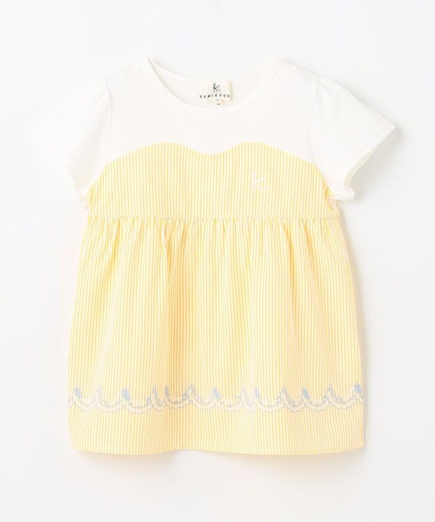 組曲 KIDS 【150-160cm】ビーチコーミングストライプ Tシャツ サンセットイエロー系1