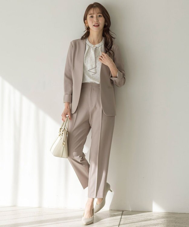 ANY SIS L 【洗える】バイカラーラッフルボウ ブラウス アイボリーベース